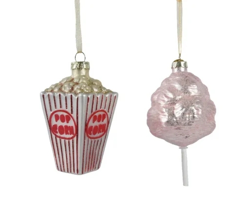 * 1 Ciondolo Natalizio H11.5Cm Pop Corn/Zucchero Filato Modello Assortito