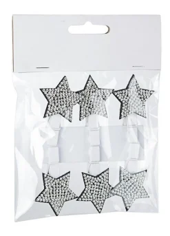 * 6 Clip Stelle Argento Effetto Swarovski