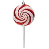 * 1 Decorazione Candy Stick Lecca Lecca Bianco/Rosso Con Glitter