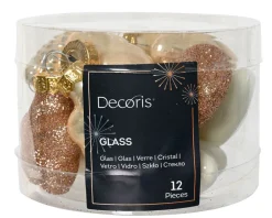 * 12 Decorazioni Natalizie Appendibili Assortite Color Perla