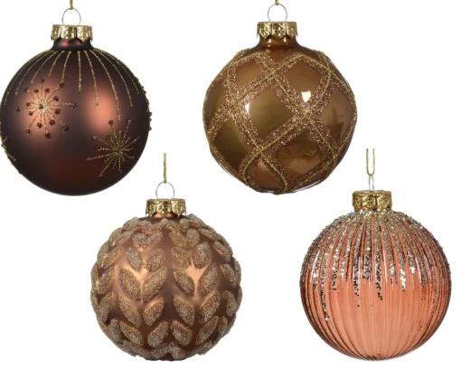 * 1 Pallina Con Decorazioni Natalizie Bronzo Modello Assortito
