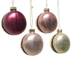 * 1 Pallina Di Natale A Forma Di Macaron Con Glitter Colore Assortito