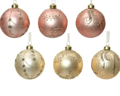 * 1 Pallina Di Natale Rosa/Oro 8Cm Colore Assortito
