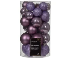 * 30 Palline Di Natale Assortite Colore Lilla