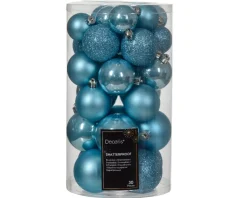 * 30 Palline Di Natale Assortite Colore Azzurro