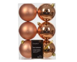 * 6 Palline Di Natale D.8Cm Colore Rame Lucido/Opaco