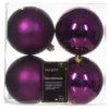 * 4 Palline Di Natale D.10Cm Colore Viola Lucido/Opaco