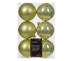* 6 Palline Di Natale D.8Cm Colore Pistacchio Lucido/Opaco