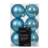 * 12 Palline Di Natale D.6Cm Colore Azzurro Lucido/Opaco
