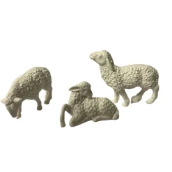 * 3 Pecore Bianche In Resina 10Cm