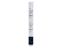 * 9 Sfere Di Natale D.3Cm Bianco/Argento