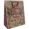 * Borsa Regalo 26X33Cm Fantasia Scozzese Rossa Con Scritta