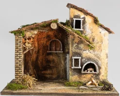* Capanna 45X30X36Cm Con Luce E Forno Effetto Fiamma Realistica