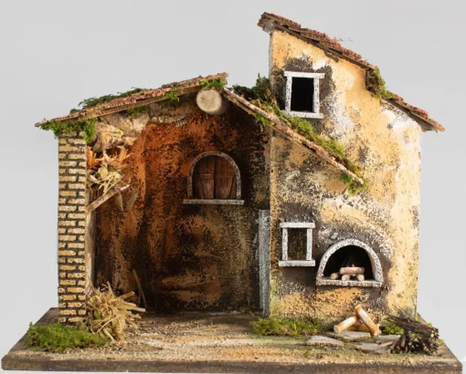 * Capanna 45X30X36Cm Con Luce E Forno Effetto Fiamma Realistica