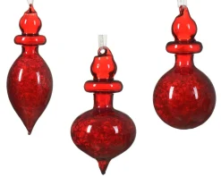 * Ciondolo Natalizio Appendibile H13Cm In Vetro Soffiato Rosso