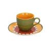 * Cottage Tazza Caffe' Con Piattino Rosa & Tulipani