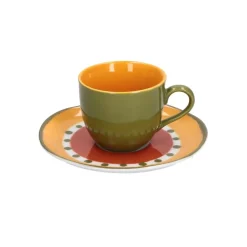* Cottage Tazza Caffe' Con Piattino Rosa & Tulipani