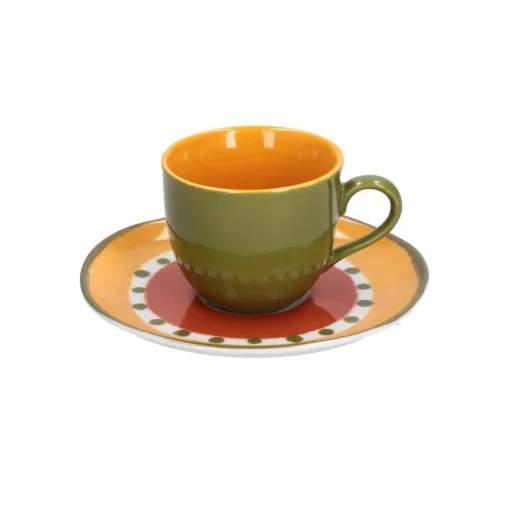 * Cottage Tazza Caffe' Con Piattino Rosa & Tulipani