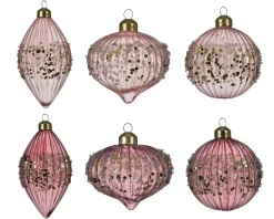 * Decorazioni Appendibili A Tema Natale D8Cm Rosa Modello Assortito