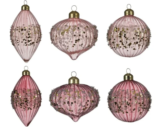 * Decorazioni Appendibili A Tema Natale D8Cm Rosa Modello Assortito