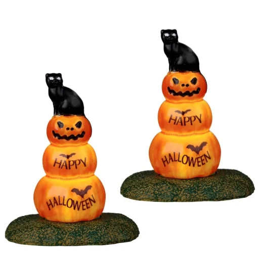 LEMAX Gatti Neri Di Halloween Illuminati - Cat And Pumpkin