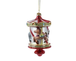 * Giostra Natalizia Appendibile 7,5Cm Rossa Con Glitter