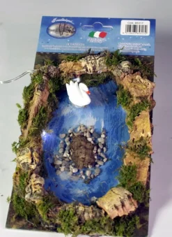 * Lago Con Cigno E Luci A Batteria 20X12Cm