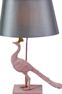 * Lampada Da Tavolo Pavone 51X25,5X62Cm Rosa/Grigio