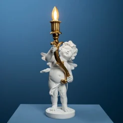 * Lampada Da Tavolo Putto 23X22X49Cm Bianco/Oro