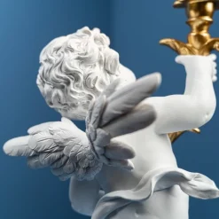 * Lampada Da Tavolo Putto 23X22X49Cm Bianco/Oro