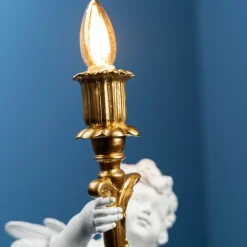 * Lampada Da Tavolo Putto 23X22X49Cm Bianco/Oro