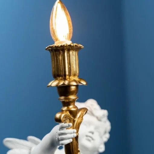 * Lampada Da Tavolo Putto 23X22X49Cm Bianco/Oro
