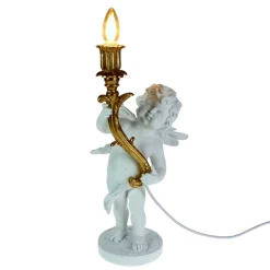 * Lampada Da Tavolo Putto 23X22X49Cm Bianco/Oro