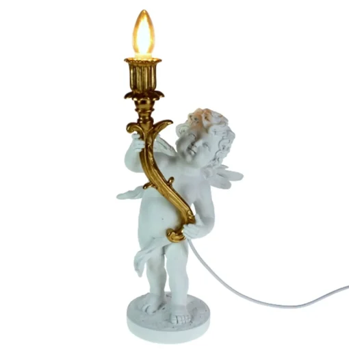 * Lampada Da Tavolo Putto 23X22X49Cm Bianco/Oro
