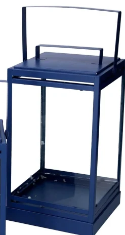 * Lanterna In Metallo Blu 15X15X28,3Cm