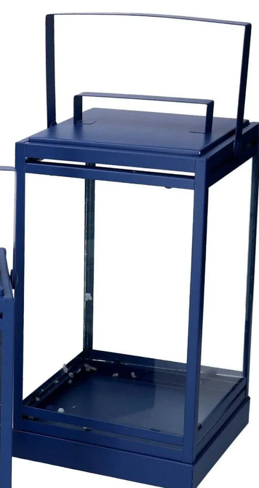 * Lanterna In Metallo Blu 15X15X28,3Cm