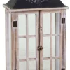 * Lanterna Rettangolare In Legno Marrone 33X17X64Cm