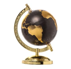 * Mappamondo Oro/Nero Con Base D.20 H.20.5Cm