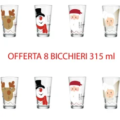 * Offerta Set 8 Bicchieri Natalizi 315Ml Fantasie Assortite