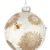 * Pallina Di Natale Bianca Con Decorazione Api E Fiori Honeybee O10Cm