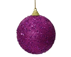 * Pallina Di Natale D.8Cm Viola Con Glitter