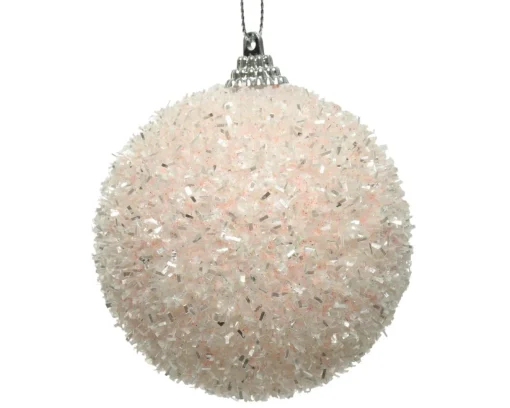 * Pallina Di Natale Glitterata D.8 Cm Rosa Pallido