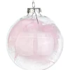 * Pallina In Vetro Con Piuma Rosa O10Cm
