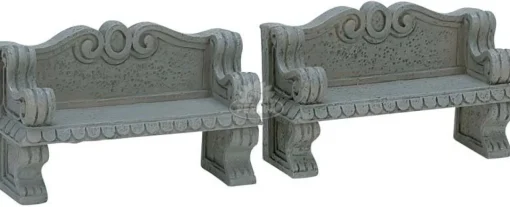 LEMAX Panchine Di Pietra - Stone Bench Set Da 2