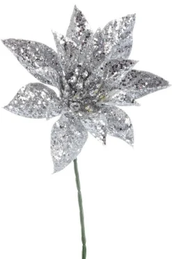 * Pick Poinsettia Argento H22,5Cm