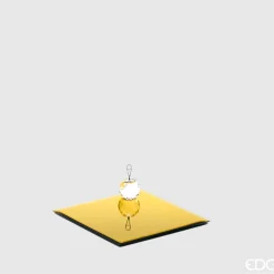 * Portacandele Con Base Specchio Quadrata 20X20 Oro