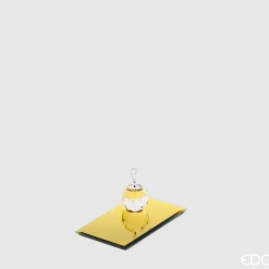 * Portacandele Con Base Specchio Rettangolare 15X9Cm Oro