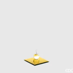 * Portacandele Con Base Specchio Quadrata 12X12 Oro
