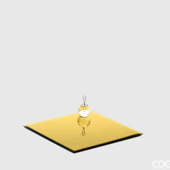 * Portacandele Con Base Specchio Quadrata 25X25Cm Oro