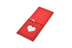 * Portaposate In Feltro 23X10X0.3Cm Rosso Con Cuore Bianco